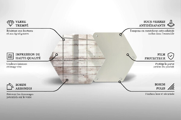 Skärbräda glas sexhörning Gamla träskivor