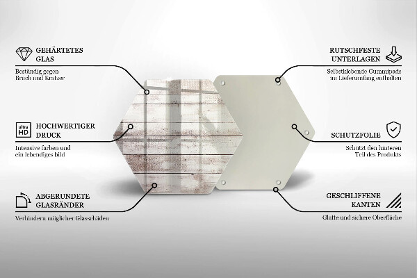 Skärbräda glas sexhörning Gamla träskivor