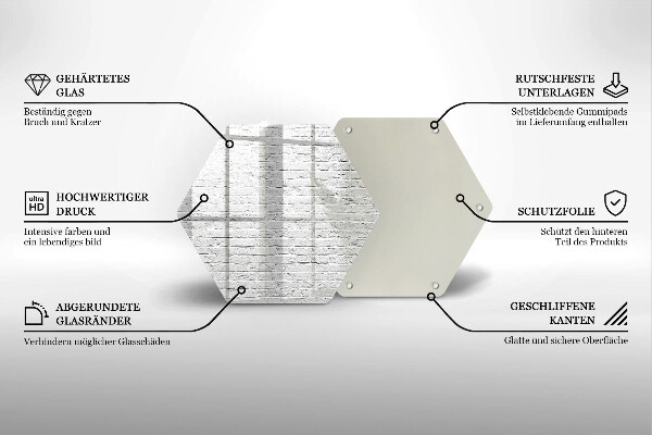 Skärbräda glas sexhörning Tegelvägg