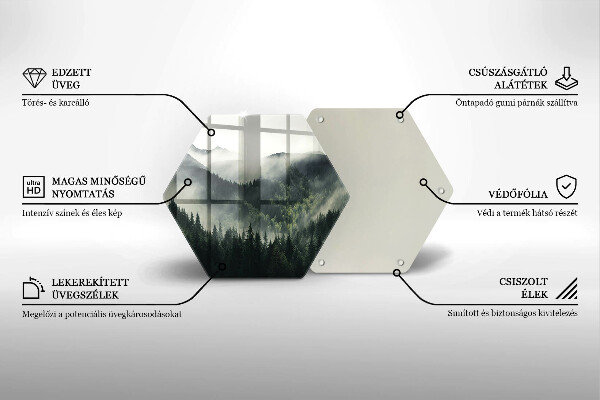 Skärbräda glas sexhörning Skog och dimma landskap