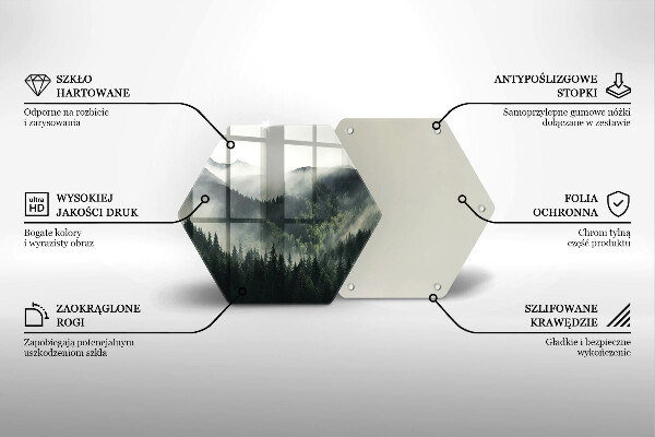 Skärbräda glas sexhörning Skog och dimma landskap