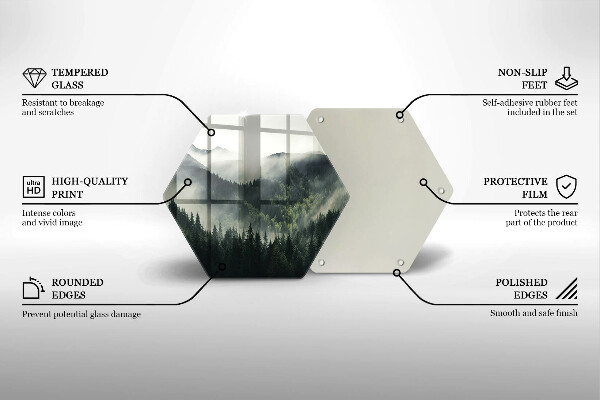 Skärbräda glas sexhörning Skog och dimma landskap