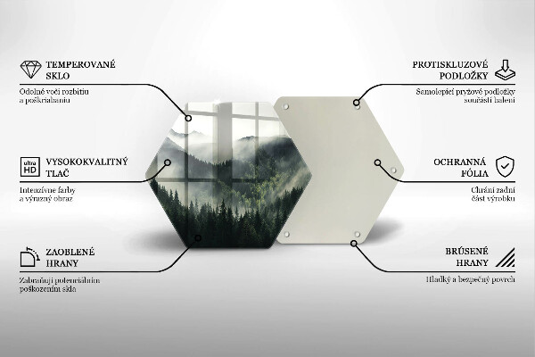 Skärbräda glas sexhörning Skog och dimma landskap