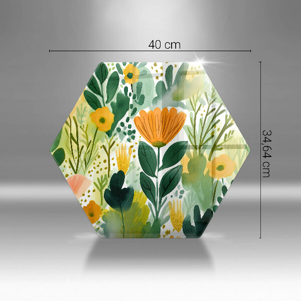 Skärbräda glas sexhörning Målade blommor