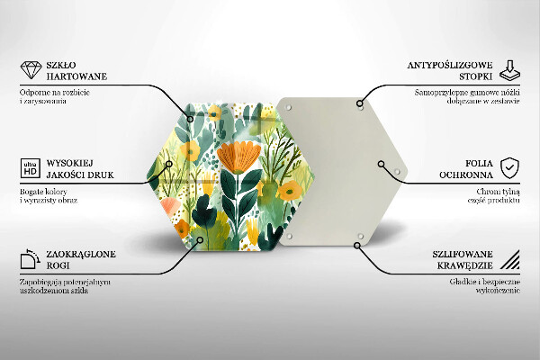 Skärbräda glas sexhörning Målade blommor