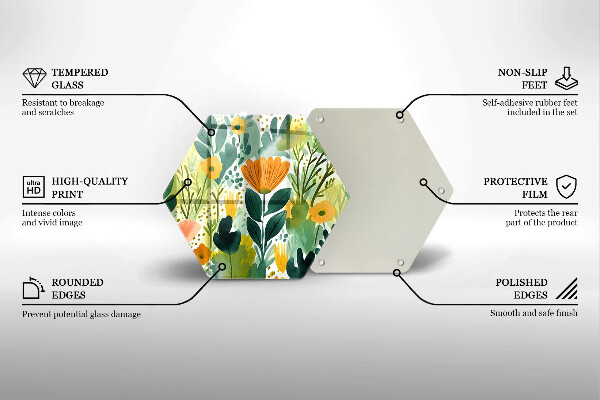 Skärbräda glas sexhörning Målade blommor