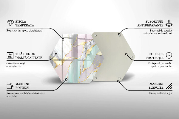 Skärbräda glas sexhörning Pastell marmor