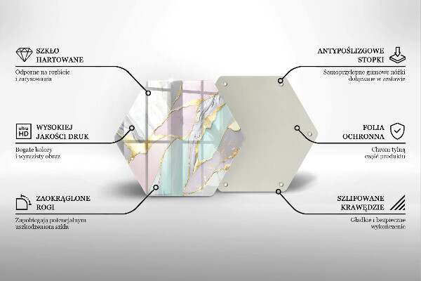 Skärbräda glas sexhörning Pastell marmor