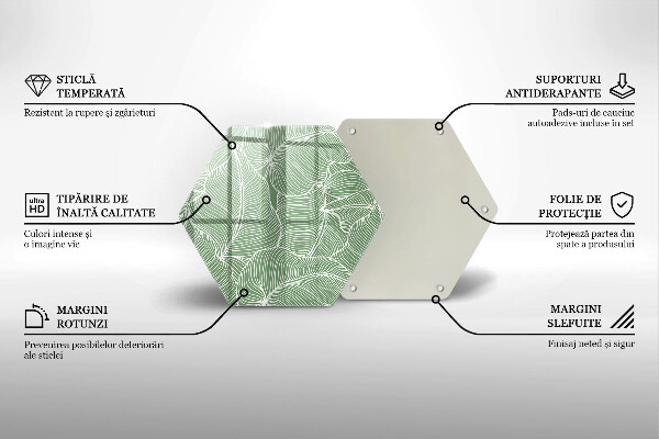 Skärbräda glas sexhörning Linjära blad