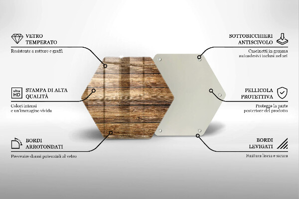 Skärbräda glas sexhörning Trästruktur brädor