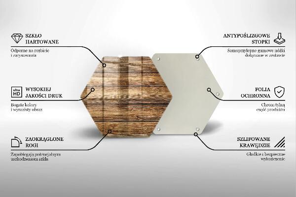 Skärbräda glas sexhörning Trästruktur brädor