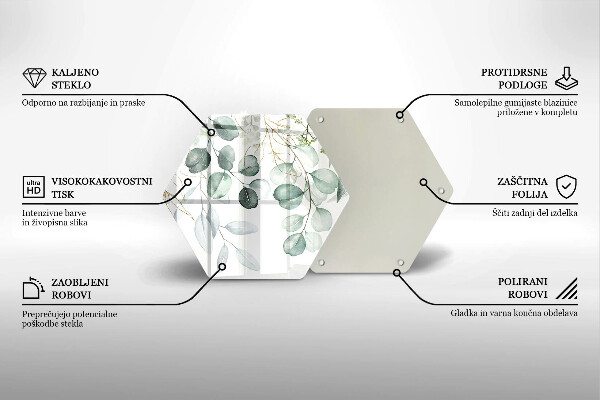 Skärbräda glas sexhörning Målade växter
