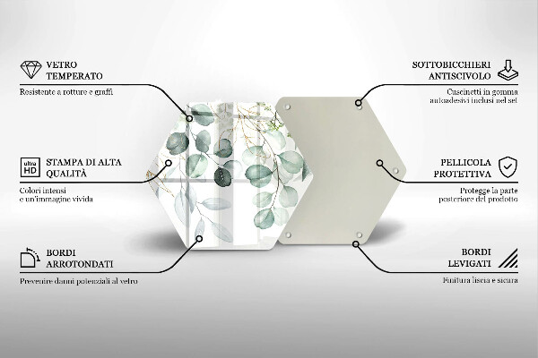 Skärbräda glas sexhörning Målade växter