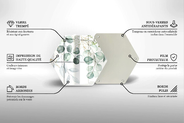 Skärbräda glas sexhörning Målade växter