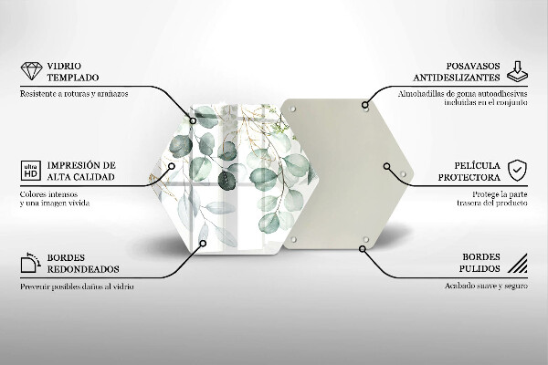 Skärbräda glas sexhörning Målade växter