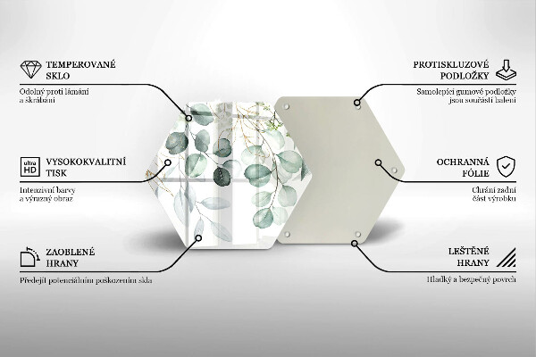 Skärbräda glas sexhörning Målade växter
