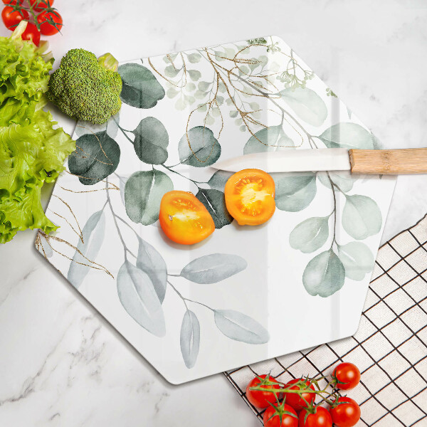 Skärbräda glas sexhörning Målade växter