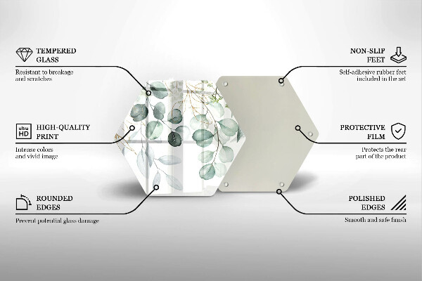 Skärbräda glas sexhörning Målade växter