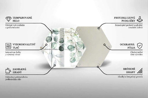 Skärbräda glas sexhörning Målade växter