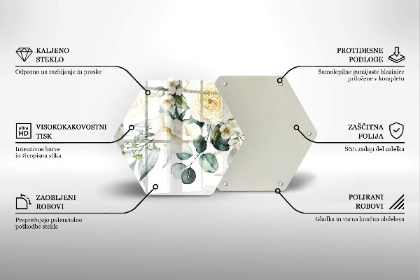 Skärbräda glas sexhörning Akvarell blommor