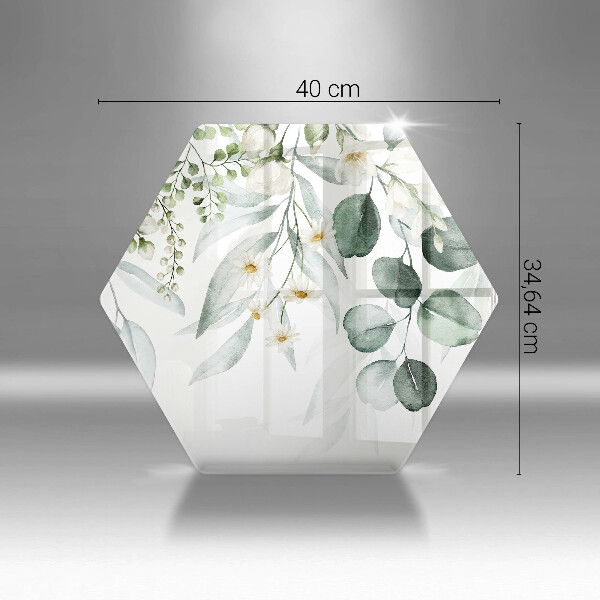 Skärbräda glas sexhörning Akvarellväxter