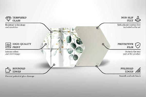 Skärbräda glas sexhörning Akvarellväxter