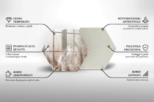 Skärbräda glas sexhörning Boho vegetation löv