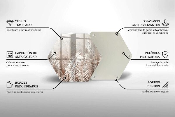 Skärbräda glas sexhörning Boho vegetation löv