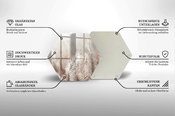 Skärbräda glas sexhörning Boho vegetation löv