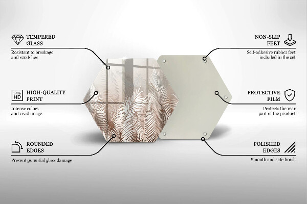 Skärbräda glas sexhörning Boho vegetation löv