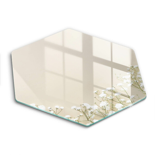 Skärbräda glas sexhörning Bohoblommor i gips