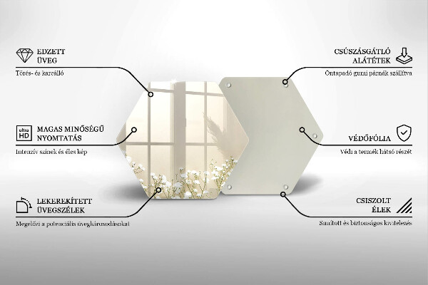 Skärbräda glas sexhörning Bohoblommor i gips