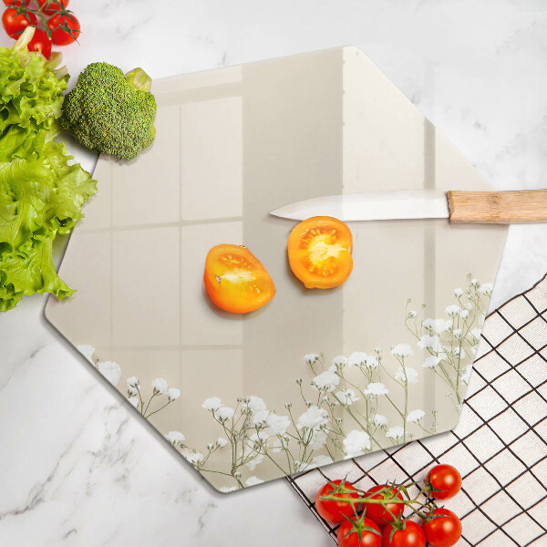 Skärbräda glas sexhörning Bohoblommor i gips