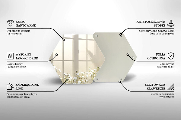 Skärbräda glas sexhörning Bohoblommor i gips