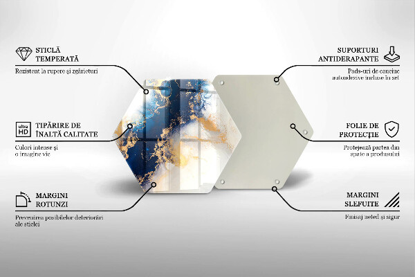 Skärbräda glas sexhörning Abstraktion med blått
