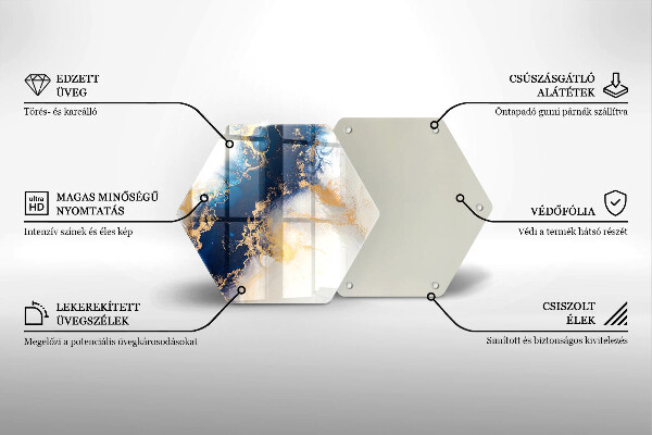 Skärbräda glas sexhörning Abstraktion med blått