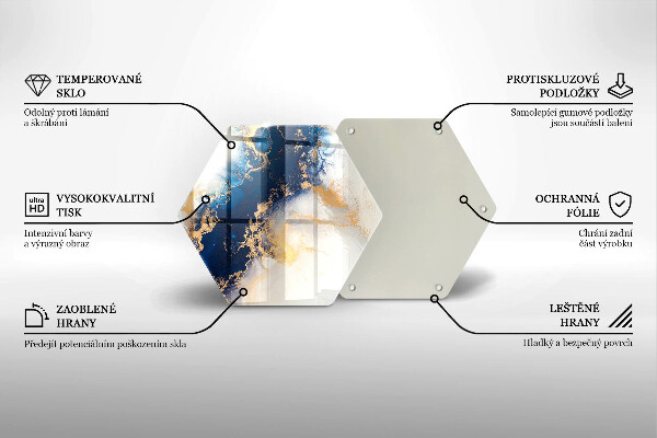 Skärbräda glas sexhörning Abstraktion med blått