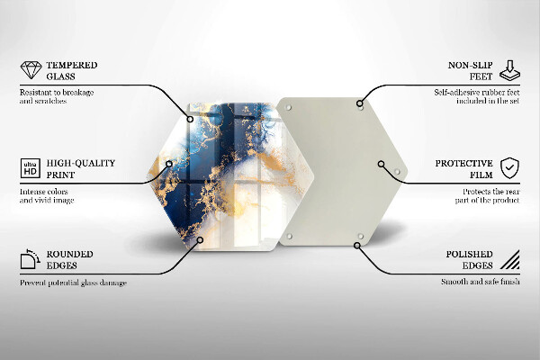 Skärbräda glas sexhörning Abstraktion med blått