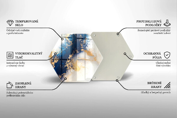 Skärbräda glas sexhörning Abstraktion med blått