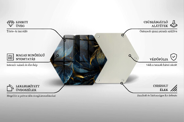 Skärbräda glas sexhörning Dekorativa blad med guld
