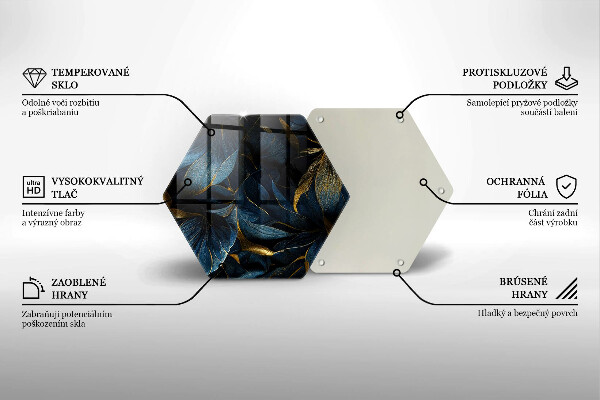 Skärbräda glas sexhörning Dekorativa blad med guld
