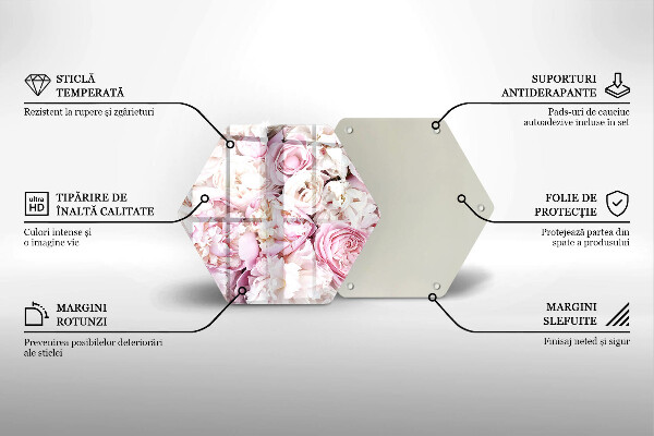 Skärbräda glas sexhörning Pionbukett