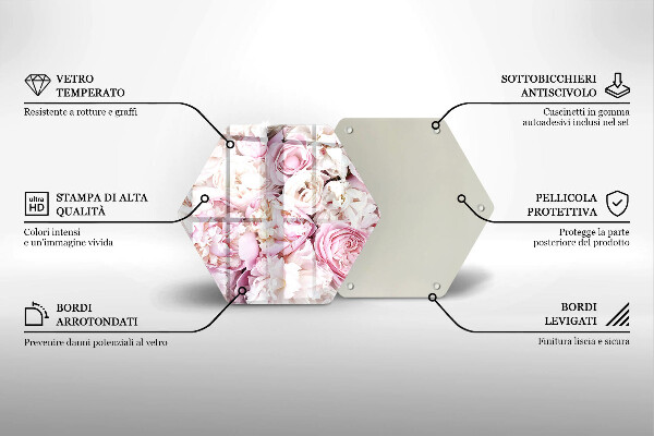 Skärbräda glas sexhörning Pionbukett