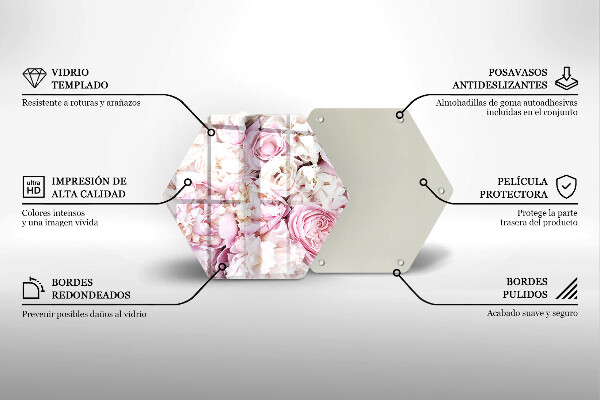 Skärbräda glas sexhörning Pionbukett