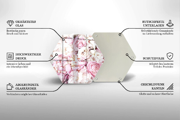Skärbräda glas sexhörning Pionbukett