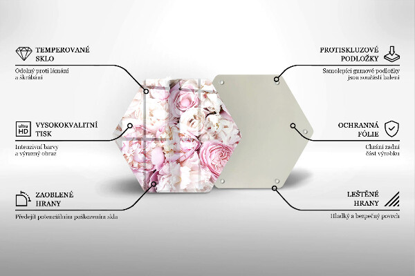 Skärbräda glas sexhörning Pionbukett
