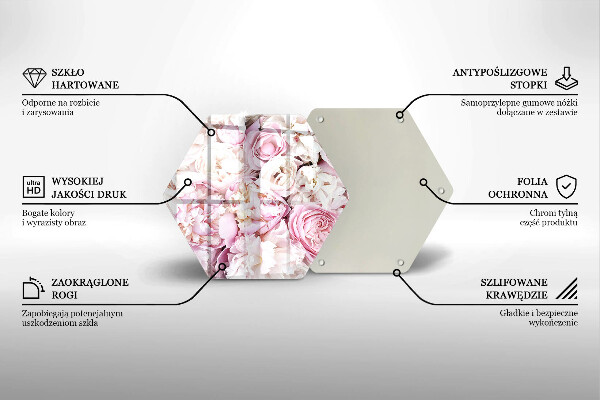 Skärbräda glas sexhörning Pionbukett