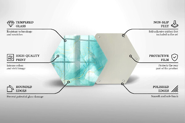 Skärbräda glas sexhörning Blå och guld abstraktion