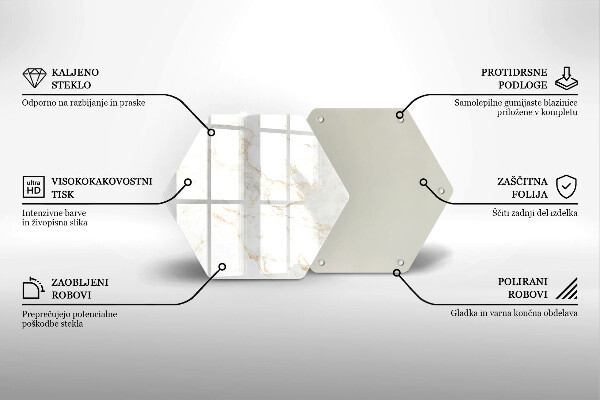 Skärbräda glas sexhörning Elegant marmorsten