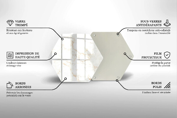 Skärbräda glas sexhörning Elegant marmorsten
